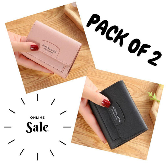 WH 02-| Women's PU Leather Wallet | Jibba Elegance Combo – Black & Pink Wallets | Pack of 2