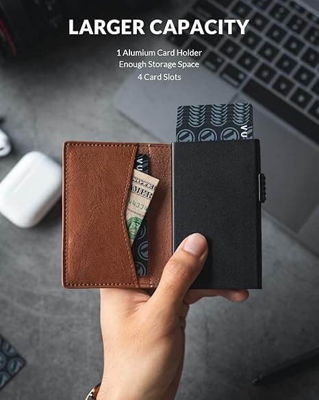 SM-01 | Jibba Pop-Up Card Holder Wallet – Slim, RFID-Blocking, Quick Access Leather Wallet for Men & Women