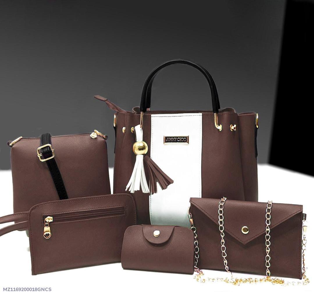 Stylish Women's PU Leather Hand Bag Set - 5 Pcs